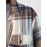 Men's Plaid Checks Colorblock Pocket Design Woolen Turn Down Collar Coat